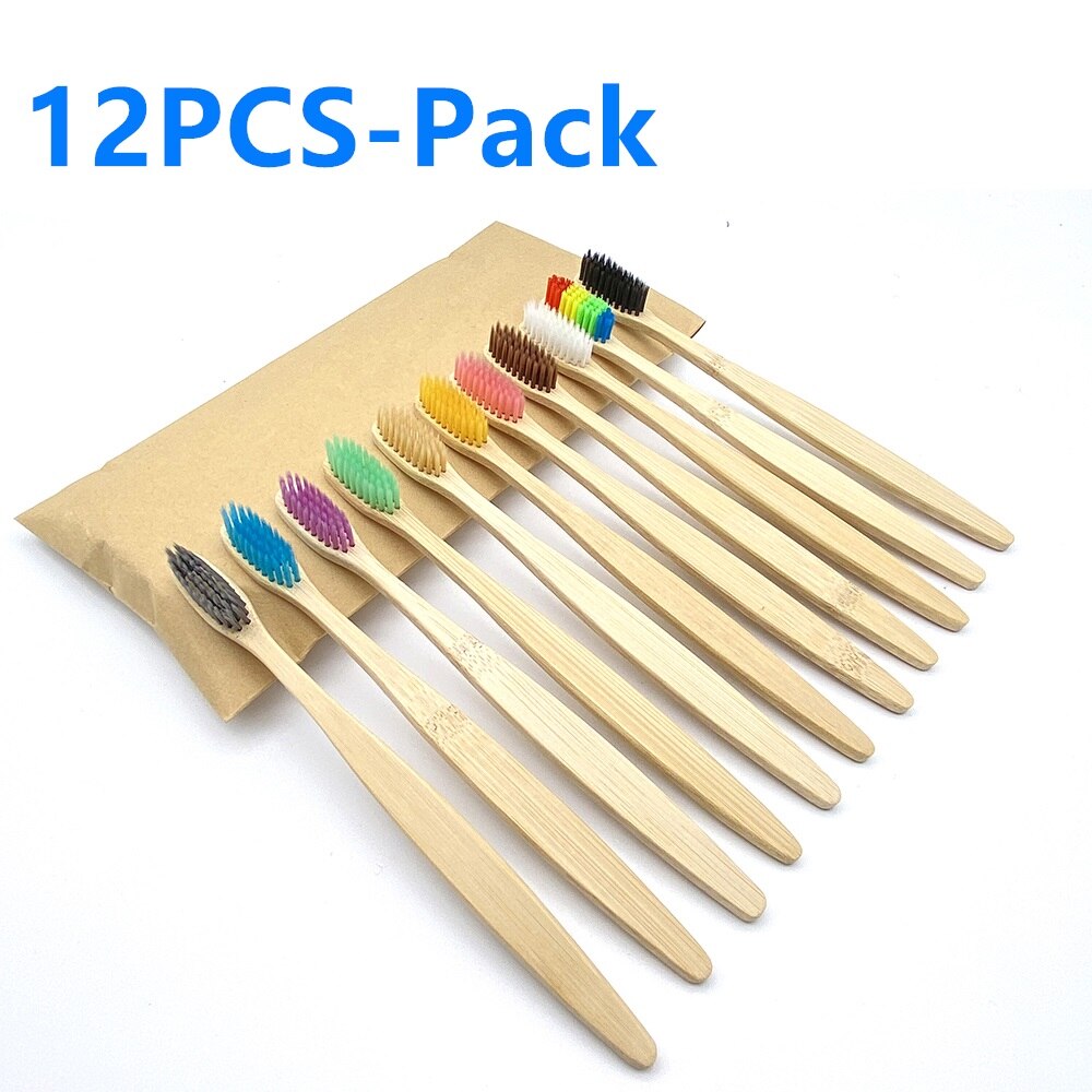 12 Pack Vegan Bamboo Toothbrush Wood Toothbrushes Soft Bristles Eco Friendly Products Zero Waste Biodegradable Travel Toothbrush