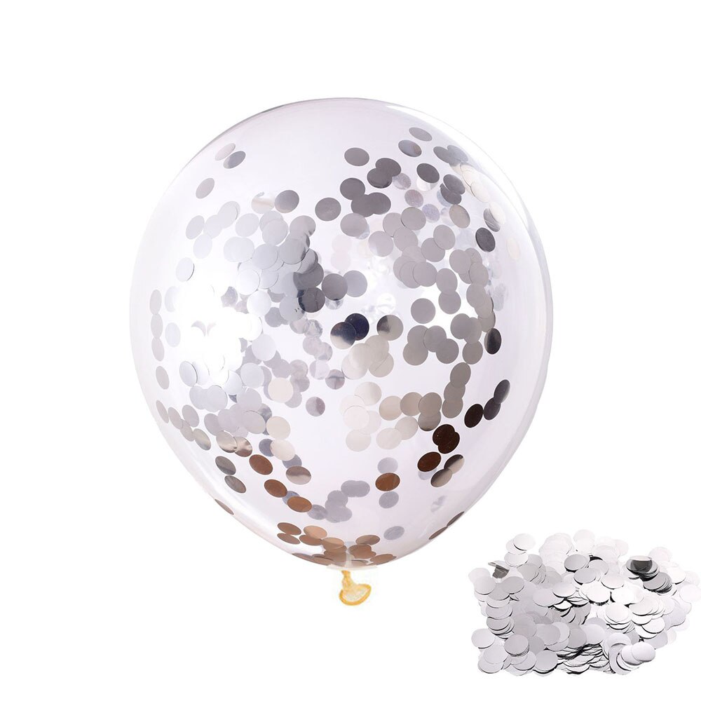50 stuks 12 inch roségouden confetti latex ballonnen voor een vrijgezellenfeest, bruiloft, verloving, verjaardag, decoratie: Zilver
