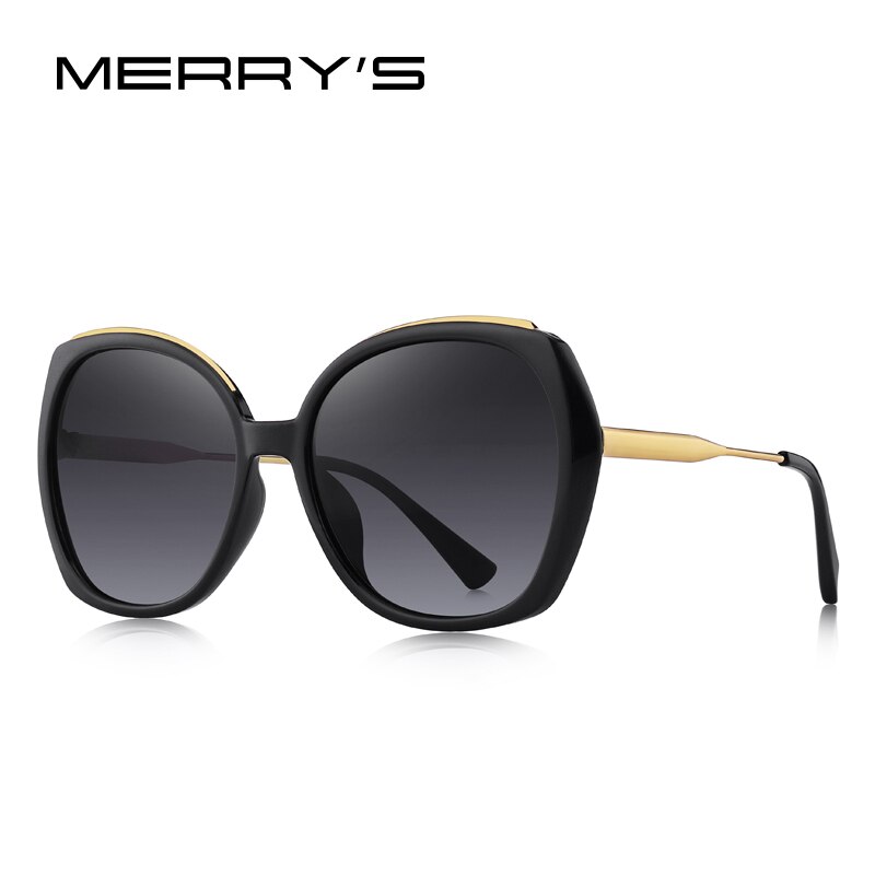 MERRYS Vrouwen Luxe Trending Gradiënt Zonnebril Dames Mode Gepolariseerde zonnebril UV400 Bescherming S6323: C01 Black