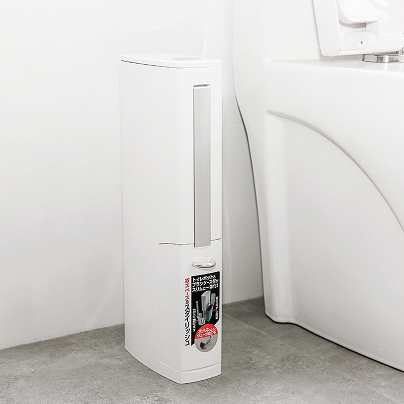 3in1 Waste Bin Trash Can With Toilet Brush Dustbin For Bathroom Narrow Trash Bucket Plastic Garbage Bag Holder Rubbish Container