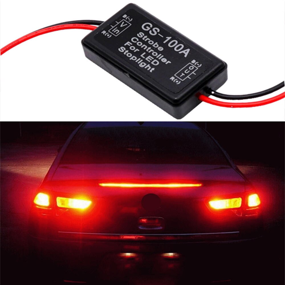 2Pcs LED Flash Strobe Controller kit Flasher Module Brake Tail Stop Light 12/24V LED Tail Light Controller GS-100A