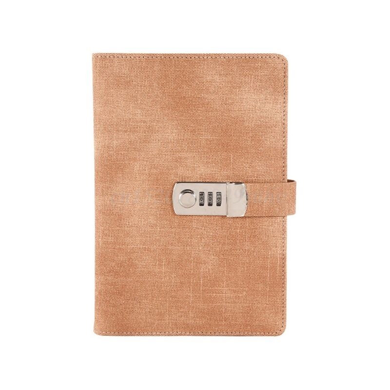 A5 cahier avec mot de passe verrouillage cuir Agenda Agenda semaine planificateur bloc-notes école: Marron
