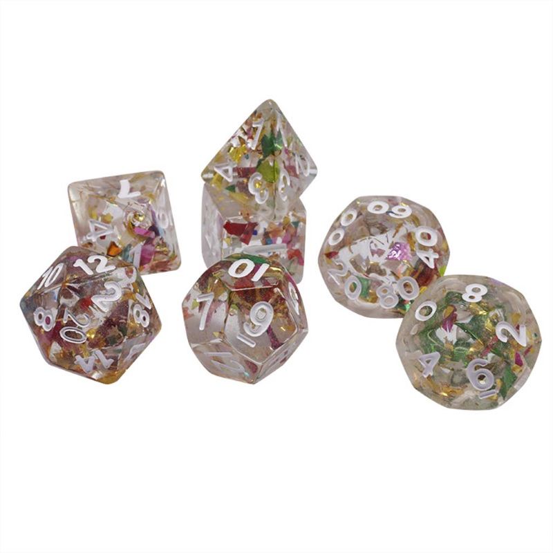 7pcs Transparent Multicolored Polyhedral Dice Set TRPG DND Table Game Dice Board Games Accessories Parts