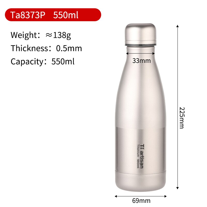 Titanium Licht Wandelen En Kamperen Fles Herbruikbare Lekvrij Ongeïsoleerde Titanium Water Kolf Coke Fles 550Ml Reizen Buiten: Ta8373P