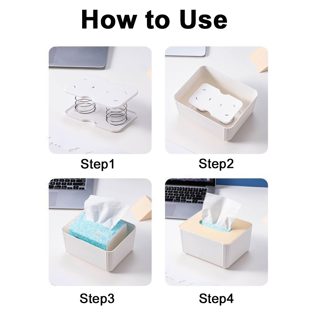Tissue Box Tissue Dispenser Spring Automatic Lift Spring Loaded Tissue Box Office Home Kitchen Toilet Bracket Kitchen Organizer