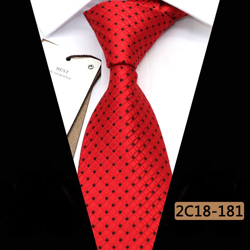 YISHLINE Men Ties 8 cm POLKA DOTS Cassual Jacquard Woven Necktie Mens Tie Business Corbata Para Hombre Accessories: 2C18-181