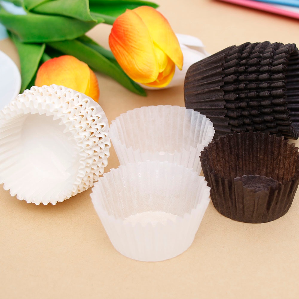 100 Stuks Effen Wit Koffie Kleur Bakken Muffin Cupcake Paper Cups Liner Wrapper Cakevorm Decorating Gereedschap Heet Verkoop