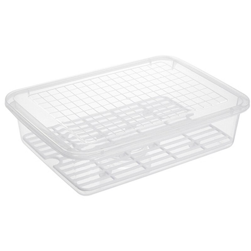 Refrigerator organizer, Plastic Food Containers With Removable Drain Plate And Lid, Stackable Portable Freezer Storage Container: L