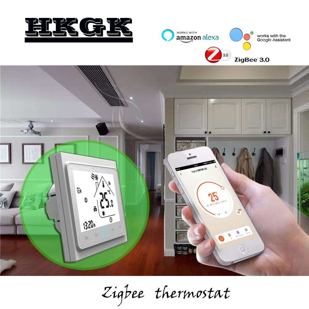 zigbee heating&cooling thermostat with weekly programming, 2p 4p thermostat, control the thermostat via Alexa Google voice