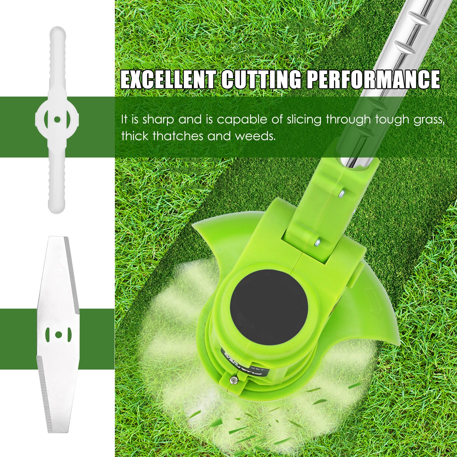 5pcs Lawn Mower Blade Set Includes 1PC Metal Blade 4PCS Plastic Blades Grass Trimmer Weeder Blades Replacement Mower Accessory