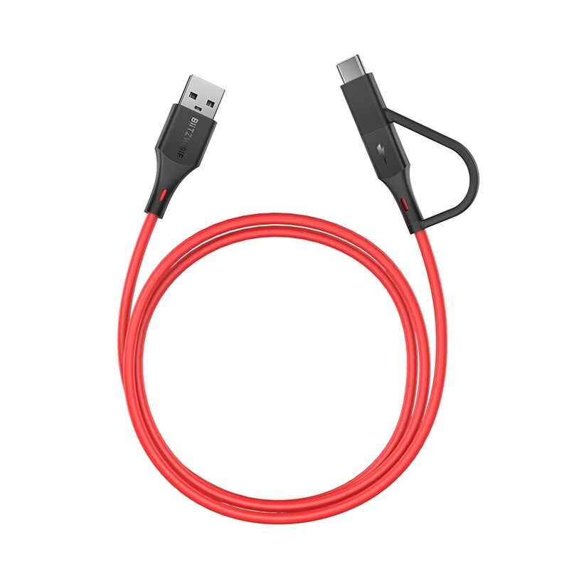 Blitzwolf BW-MT3 cabo micro usb tipo c, 5v 3a 2 em 1 cabo de dados de carregamento rápido para samsung galaxy s10 9 para huawei mate 20 pro 3ft 6ft