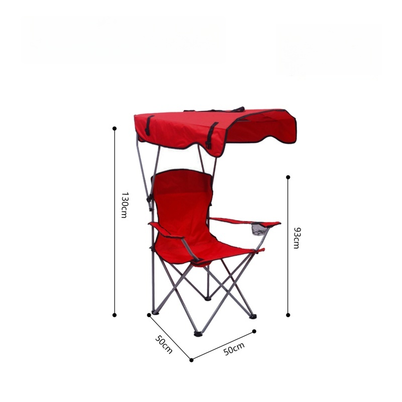 Klappbarer outdoor-campingstuhl mit sonnenschutzdach, ultraleichter strandstuhl, tragbarer angelstuhl, picknick- und freizeitstuhl: Rot