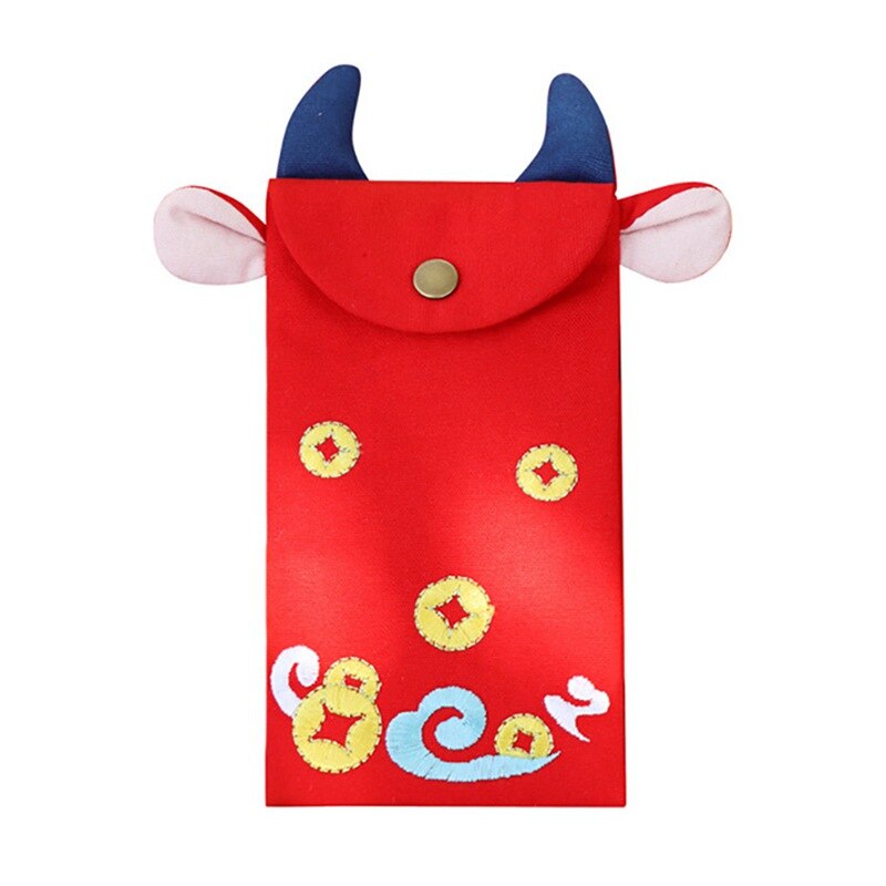 enveloppe rouge brodée en forme de taureau nouvel an enveloppe rouge tissu paquet rouge nouvel an chinois paquet rouge: Default Title