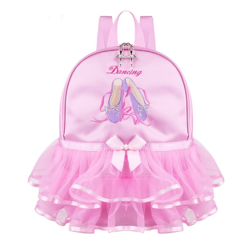 Pige danse taske til piger danse ballet taske til piger baby børn pink blonder ballerina taske børn gymnastik broderet rygsæk: Default Title