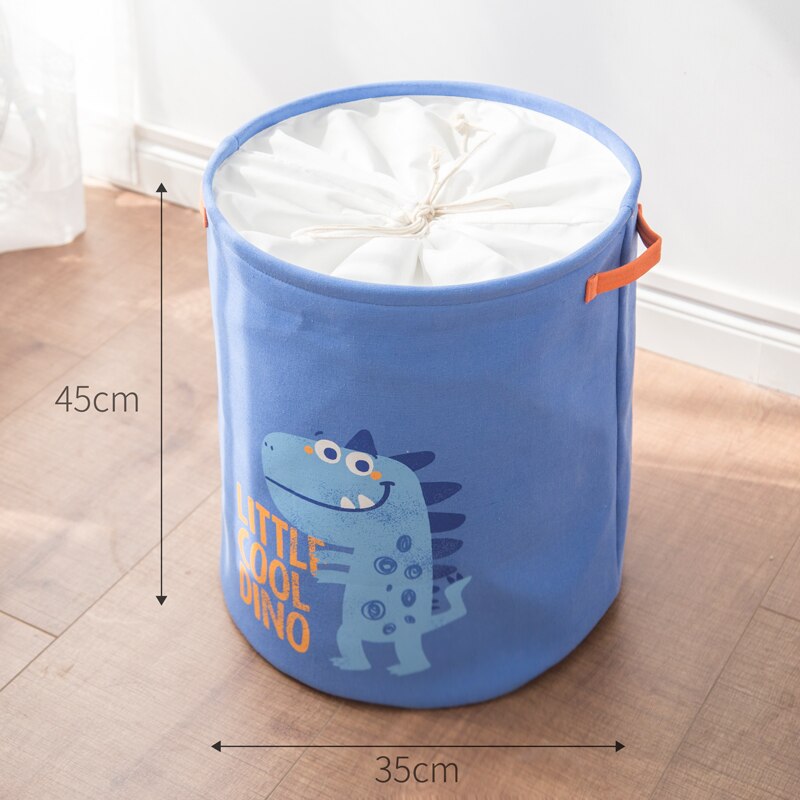 Laundry Basket Toy Storage Baskets Home Organizer Bin Stripe 40*50cm Large For Washing Dirty Clothes Cotton Folding Waterproof: PE dinosaure-blue