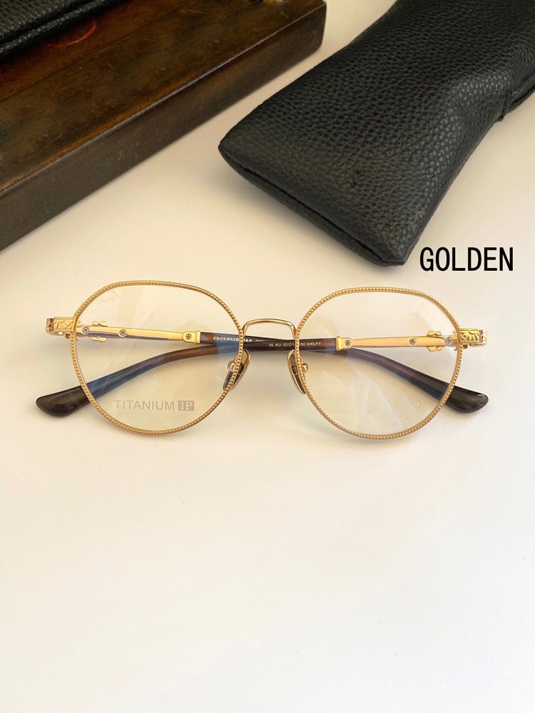 Gafas graduadas Vintage, marco artesanal exquisito, Material de placa de titanio puro, estilo Punk, novedad de: Oro