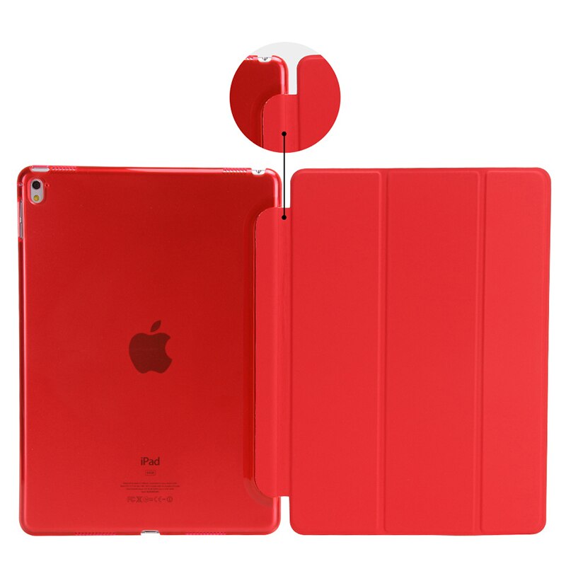 For iPad 9.7 Case Magnetic Pu Leather Stand Smart Cover for iPad 5 6 Air 1 2 5th 6th Generation With Stylus Pen+Film: Slim9.7-Red