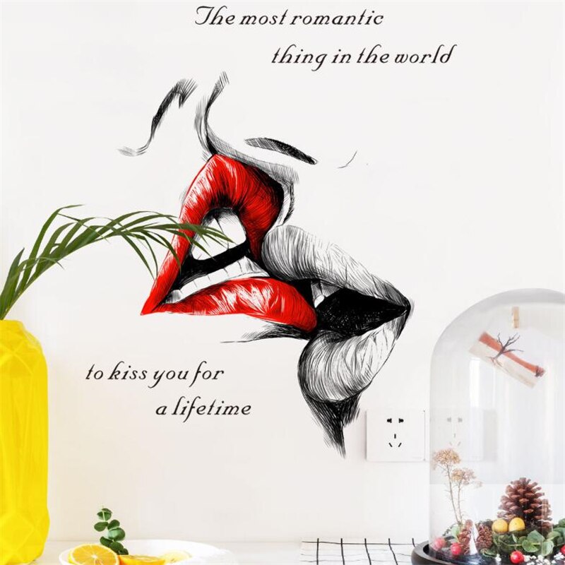 romantic kiss wall stickers bedroom living room wall wedding decoration door stickers modern art mural: Default Title