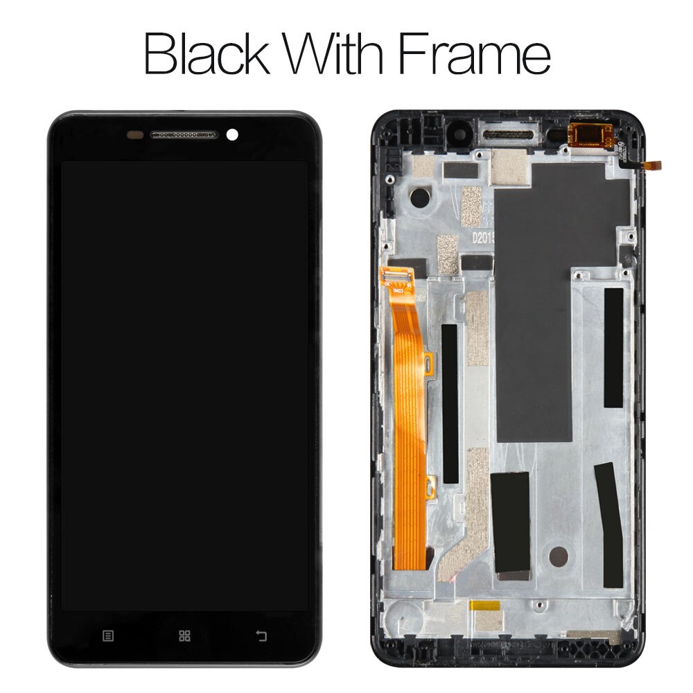 Pantalla LCD probada de 5,5 pulgadas para LENOVO A5000, montaje de digitalizador con pantalla táctil, piezas LCD para LENOVO A5000: Black with frame