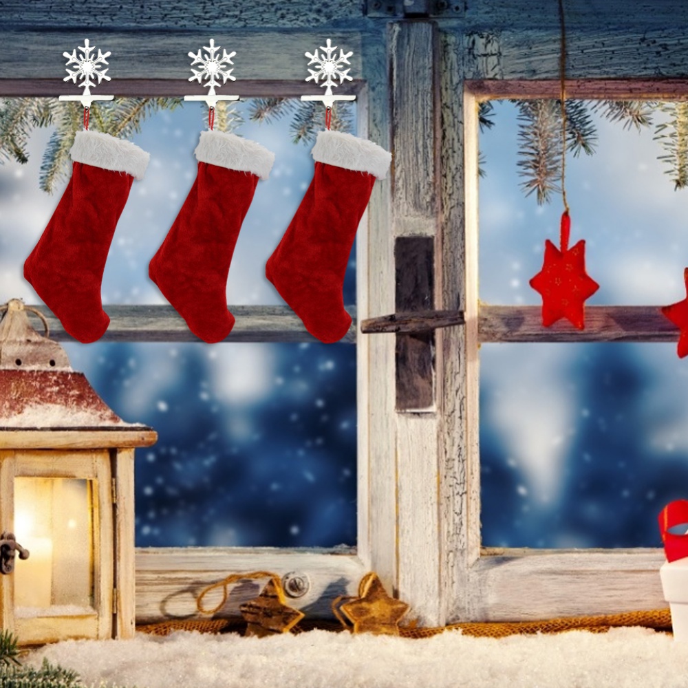 Sneeuwvlok Muur Haak Kerstsok Opknoping Houder Geschikt Voor Haard Mantel Kerst Kous Hanger Decoratie Haken