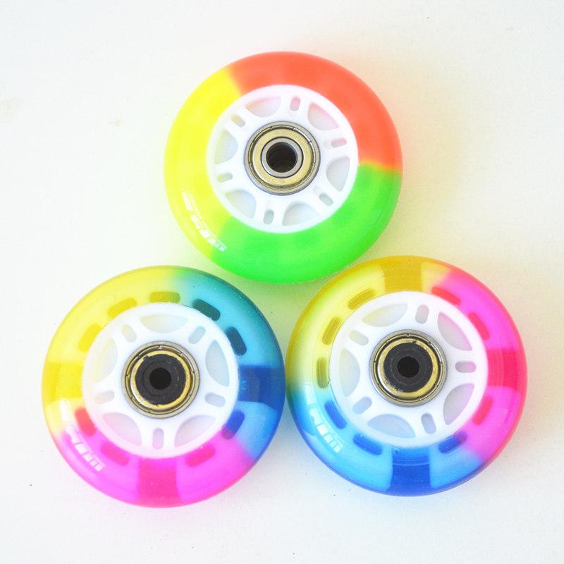 Rueda de patines en línea de 70mm, rueda de Patinaje con LED, estilo libre, con núcleo magnético, 8 unids/lote: Multicolor