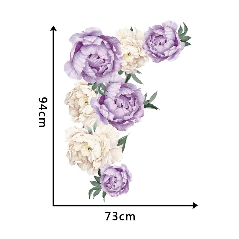 73x94cm Pink Peony Flower Wall Stickers Romantic Flowers Home Decor for Bedroom Living Room DIY Vinyl Wall Decals Christmas: Purple