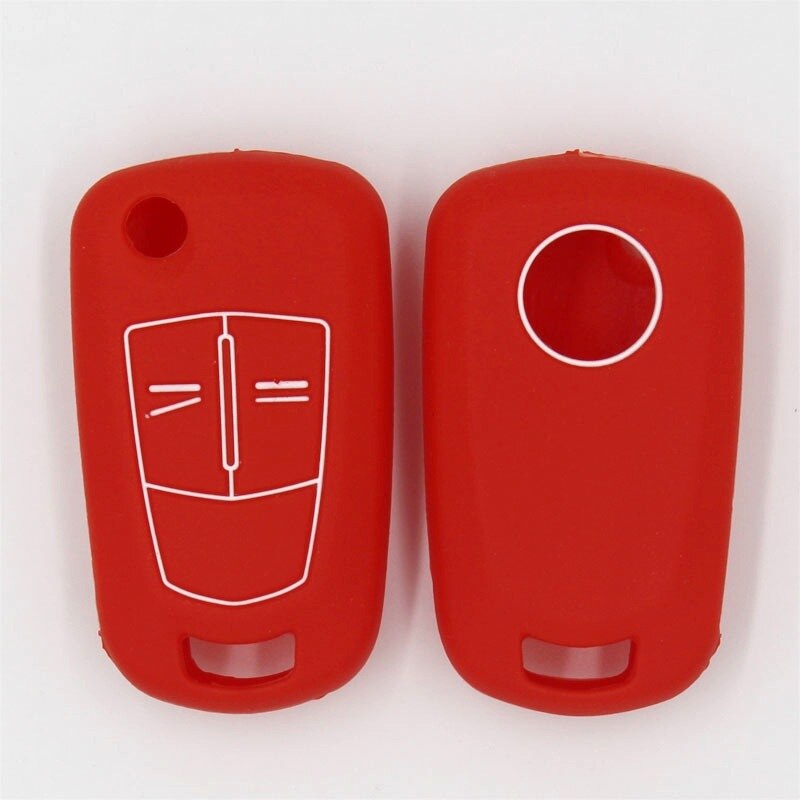 Siliconen 3 Knop Afstandsbediening Sleutel Autosleutel Siliconen Case Voor Opel Astra H Corsa D Badge Embleem Meriva Vauxhall Voor opel Corsa: Rood