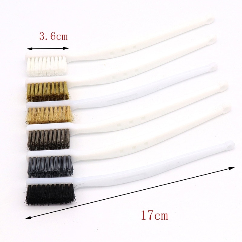ZtDpLsd 1Pc Brass Wire Clean Tooth Brush White Plastic Handle DuPont Copper Wire Nylon Industrial Carving Hand Rust Removal Tool
