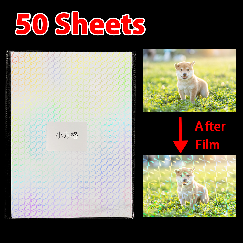 50 Sheets Cold Laminating Film A4 Adhesive Matte Film Black Star Heart Plastic Stamping On Photo Laminating Film to DIY Card: 50Sheet Small square