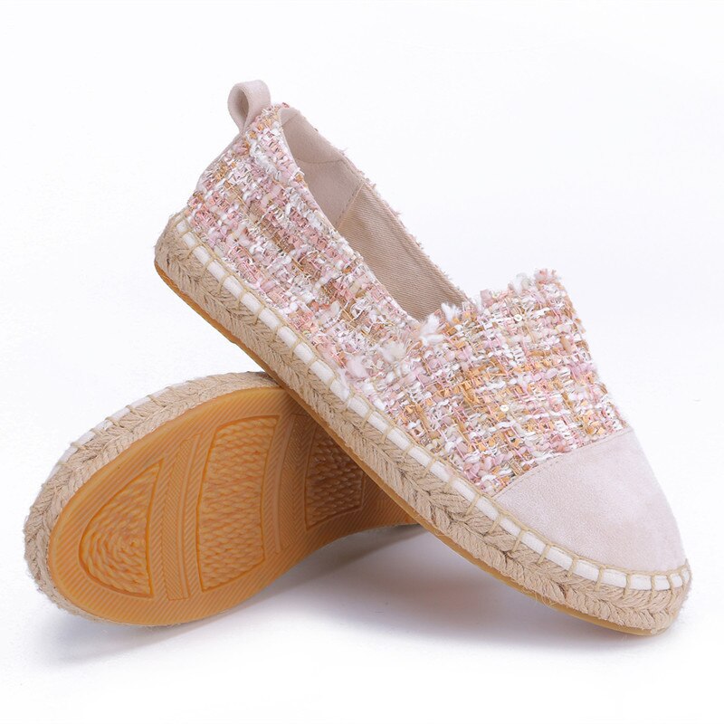 MInmclas chaussons pour femmes Bling été confortable dames femmes chaussures Espadrilles décontracté respirant lin chanvre toile pour les filles: beige / 6