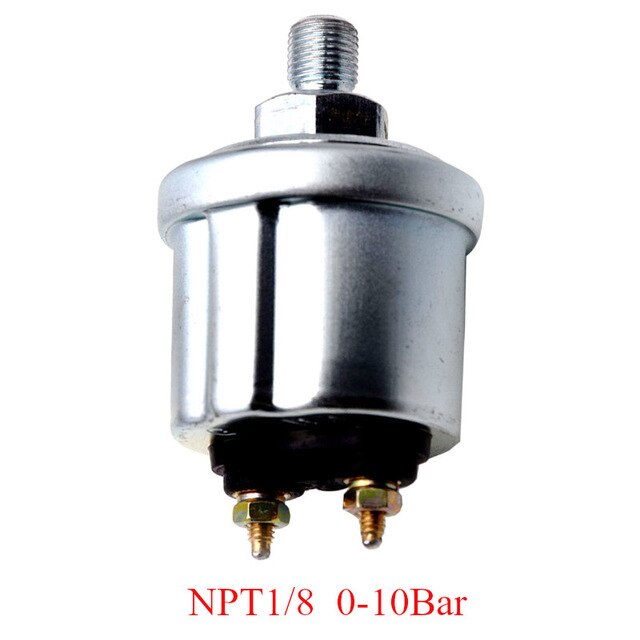 Waterproof Oil Pressure Gauge with Alarm 0-5Bar 0-10Bar Marine Boat Oil Pressure Indicator Meter M10 1/8 NPT Sensor 52MM Gauge: NPT 1-8 10Bar