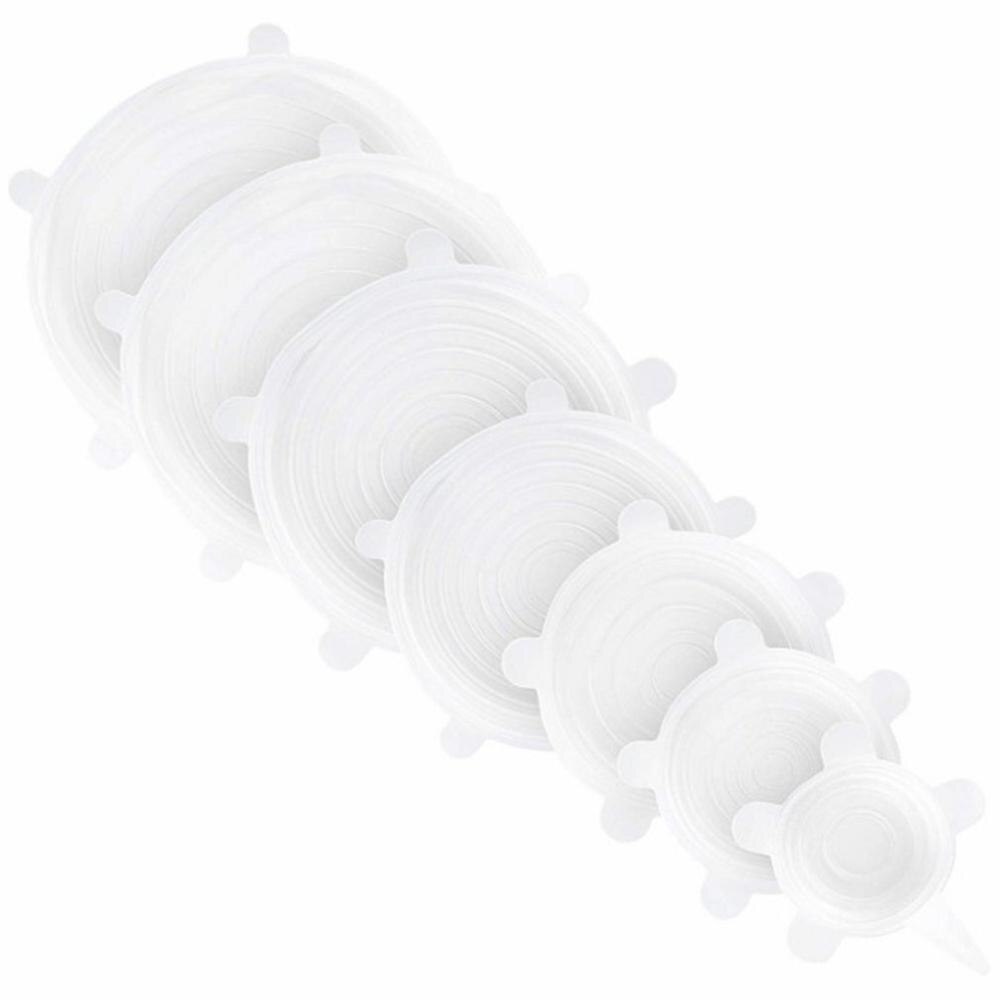 6 Stck Silikon strecken Deckel Wiederverwendbare Luftdichte Lebensmittel wickeln Abdeckungen Halten Lebensmittel Frisch Versiegelt Küche Zubehör Silikon Frische Deckel: Weiß