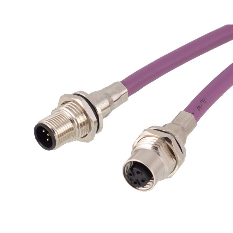 Adaptador de señal de enchufe RJ45, conector M12 Industrial de 8 pines, tipo X, codificación de prensado de remache a prueba de agua, macho y hembra
