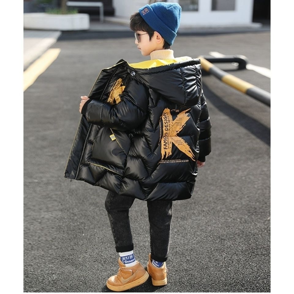 Menino inverno parka acolchoado jaqueta engrossado longo crianças acolchoado casaco com capuz casual adolescente crianças plus cashmere roupas para crianças