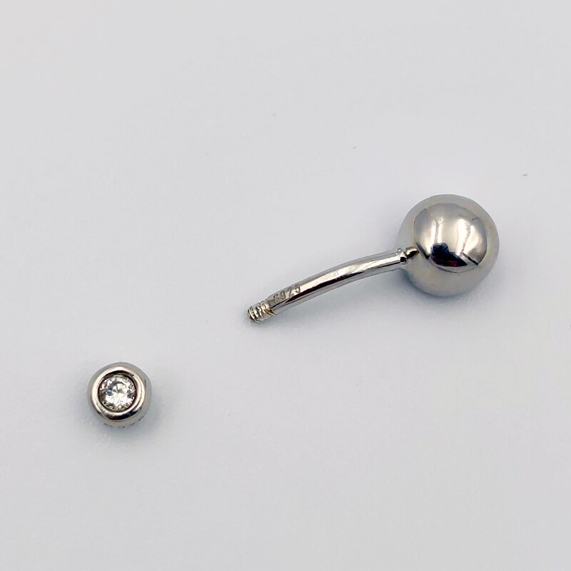 925 Sterling Zilver Belly Button Bar Navel Ring Body Piercing Sieraden