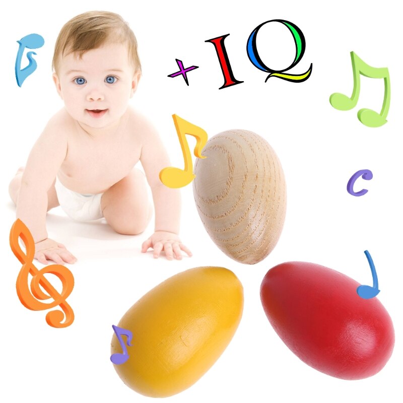 1pc træ percussion musikalske æg maracas shakers børn børn legetøj sjovt