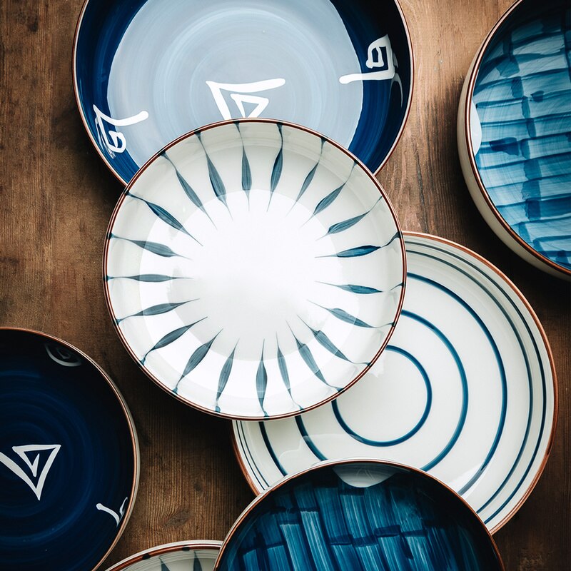 CHANSHOVA 8/10 inches Handmade ceramic bowl Personality Bowl Noodle salad plates Porcelain dining-plates Tableware G210