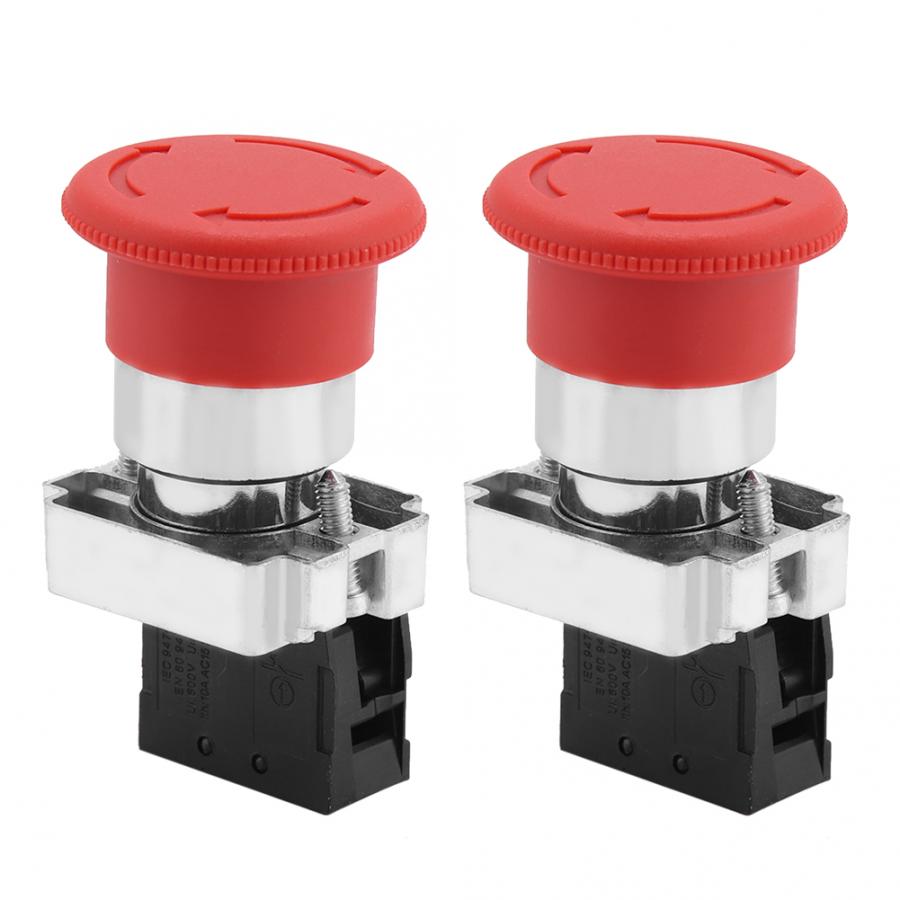 Wireless Switch 2PCS Red Sign Emergency Stop mushroom head push Switch Button 22MM XB5 Rotary Switch