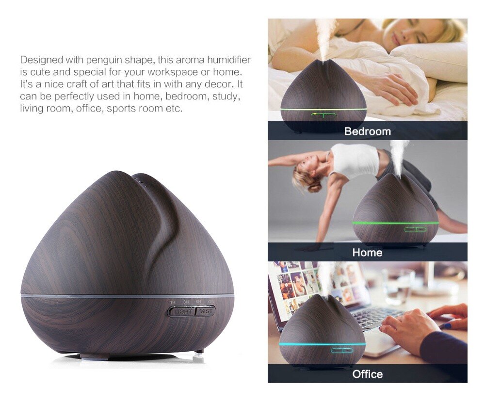 550ML Aroma Essential Oil Diffuser Ultrasonic Aromatherapy Air Humidifier With APP Remote Control Aroma Diffuser LED Lights