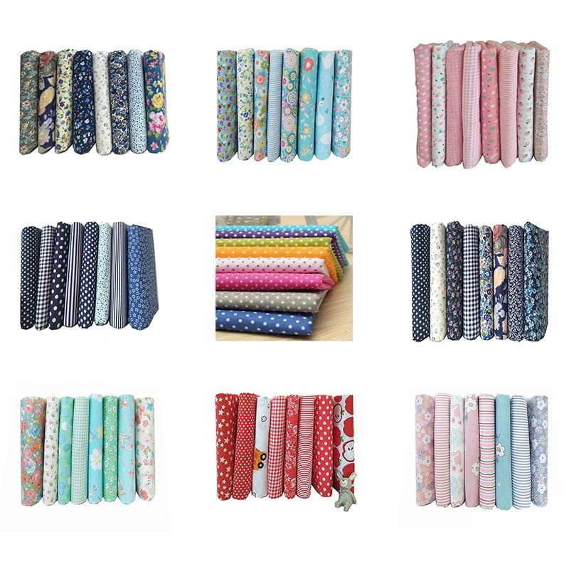 Telas estampadas de algodón de 25x25cm, telas cuadradas para Patchwork, costura de retazos, tela de costura artesanal, 8 Uds.