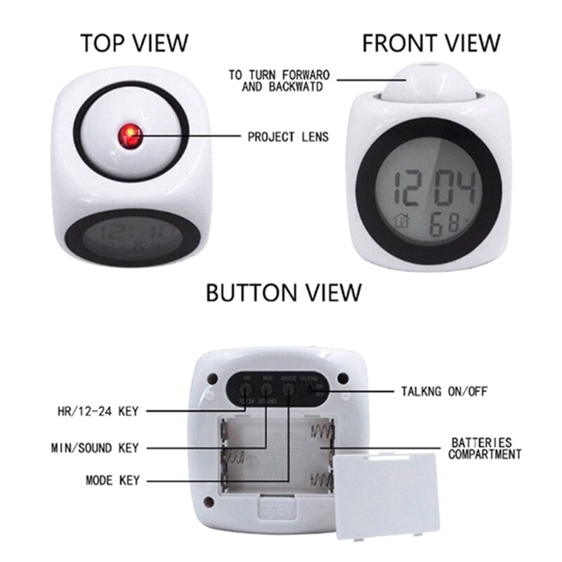203C sveglia proiettore a portato sveglia sveglia a proiezione a soffitto facile per bambini