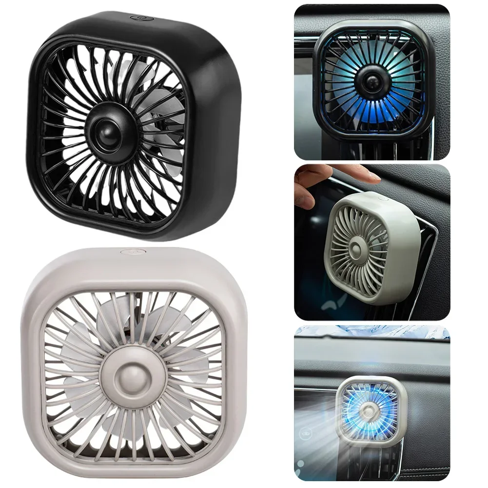 Mini ventilador de refrigeración para salida de aire de coche, luz LED colorida, ventilador con Clip USB de bajo ruido, salida de aire para coche de 3 velocidades, Mini aire acondicionado