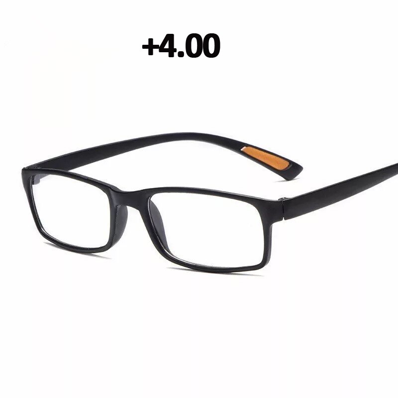 Seedfly  tr90 ultralichte leesbril voor dames, flexibele presbyopiebril, dioptrie 1.0, 1.5 2.5 4.0, heren, zwart, hyperopiebril: Zwart 400