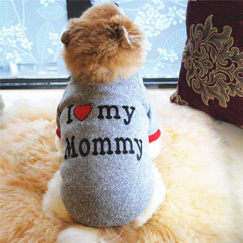 Coton animal de compagnie chien chat vêtements décontracté chiot chaton vêtements j'aime maman & papa imprimer gilet T-Shirt vêtements pour animaux de compagnie pour Yorkies Teddy #