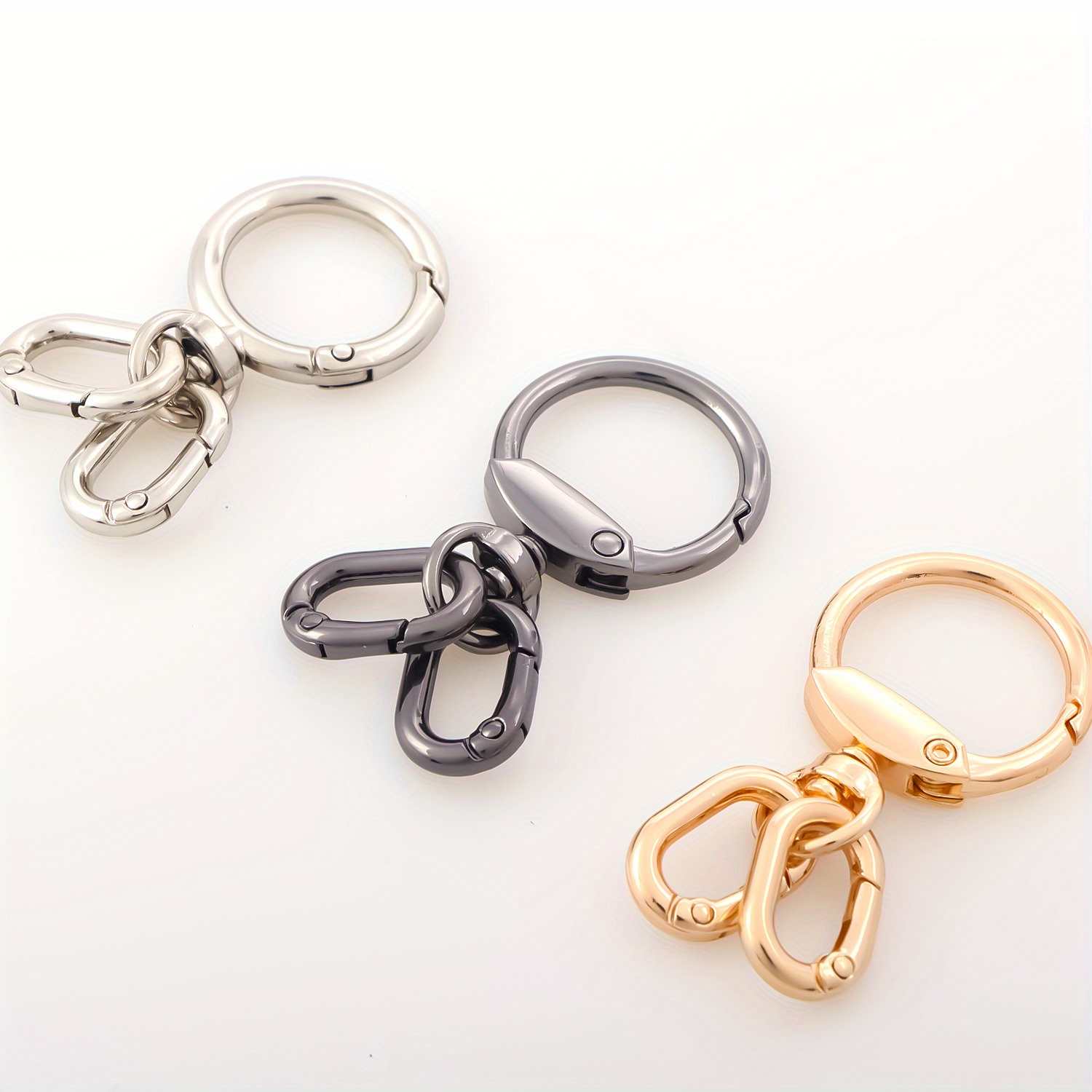 2 PCS Swivel Clasp Clip, Metal Lobster Claw Clasps, Swivel Clasp with Key Rings for Keychain Making, DIY Crafts
