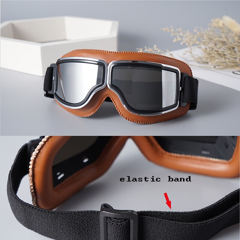 Vintage Motorcycle Goggles Retro Motorbike Scooter Biker ATV Glasses Universal Helmet Goggles Foldable Vintage Off-Road