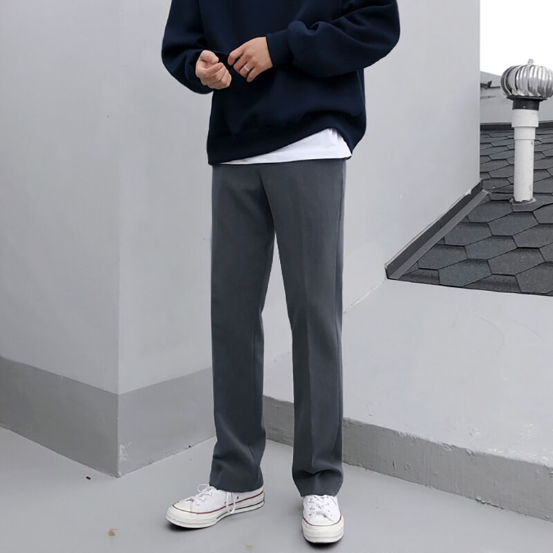 Pantalones rectos informales a la para mujer, pantalón coreano liso, Color gris/Negro, Nueva Juventud, primavera y otoño, M-2XL,: gray / M