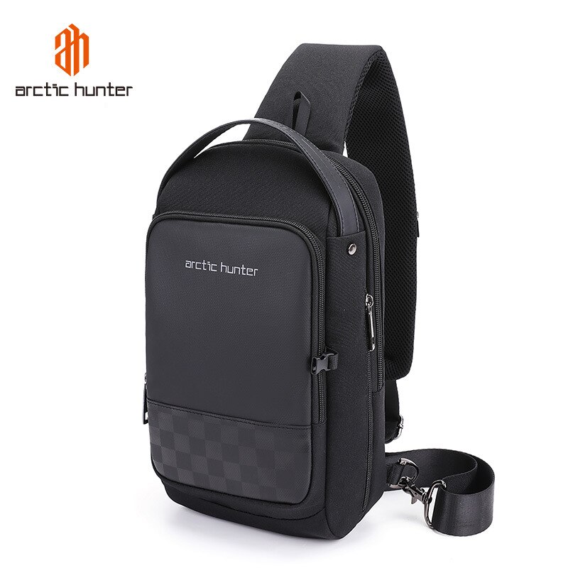 Anti-diefstal Borst Tas USB Messenger Crossbody Tassen voor Mannen Schoudertas Sling Bag Waterdichte Korte Reis mobiele telefoon tas: Zwart