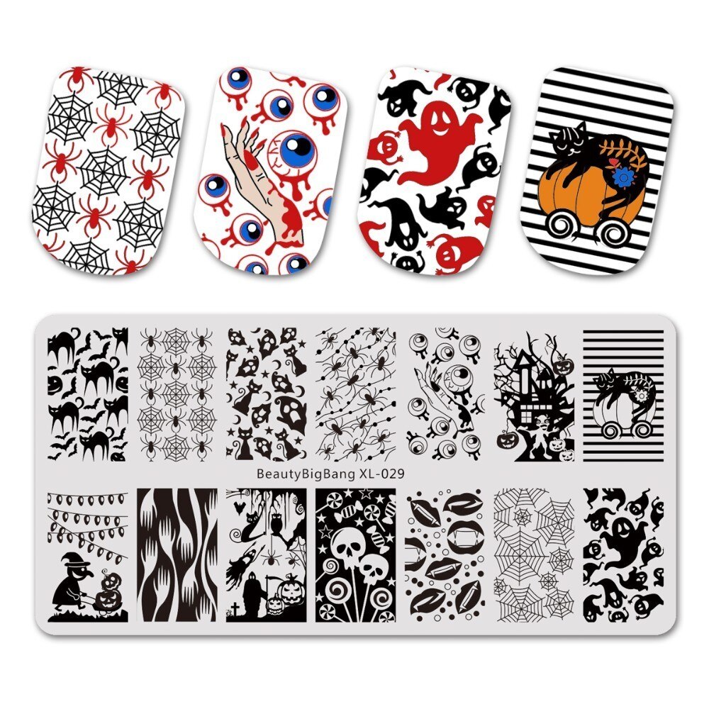 Beautybigbang leimauslevyt englanniksi sanat ab  c 6*12cm ruostumaton teräs kynsitaide leima manikyyri työkalu stensiili muotti kynsilevy: Xl -029
