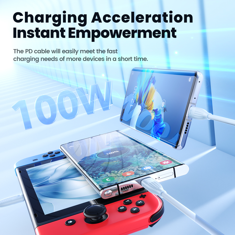 Toocki 100w usb c til type c-kabel hurtigladekabel datakabel til iphone 15 macbook huawei xiaomi poco samsung-kabel